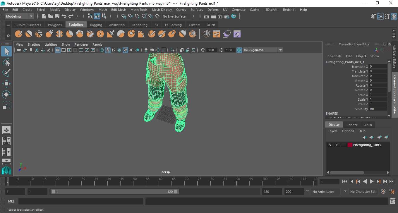3D Firefighting Pants model