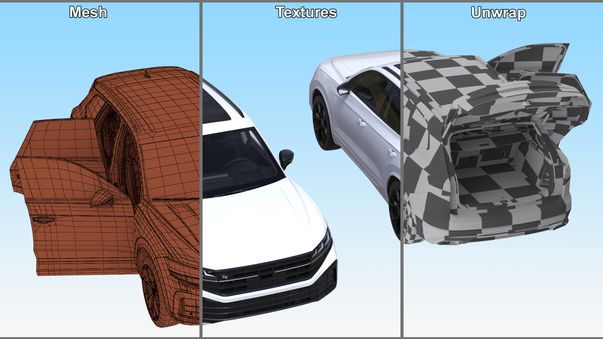 3D model Electric SUV White Rigged