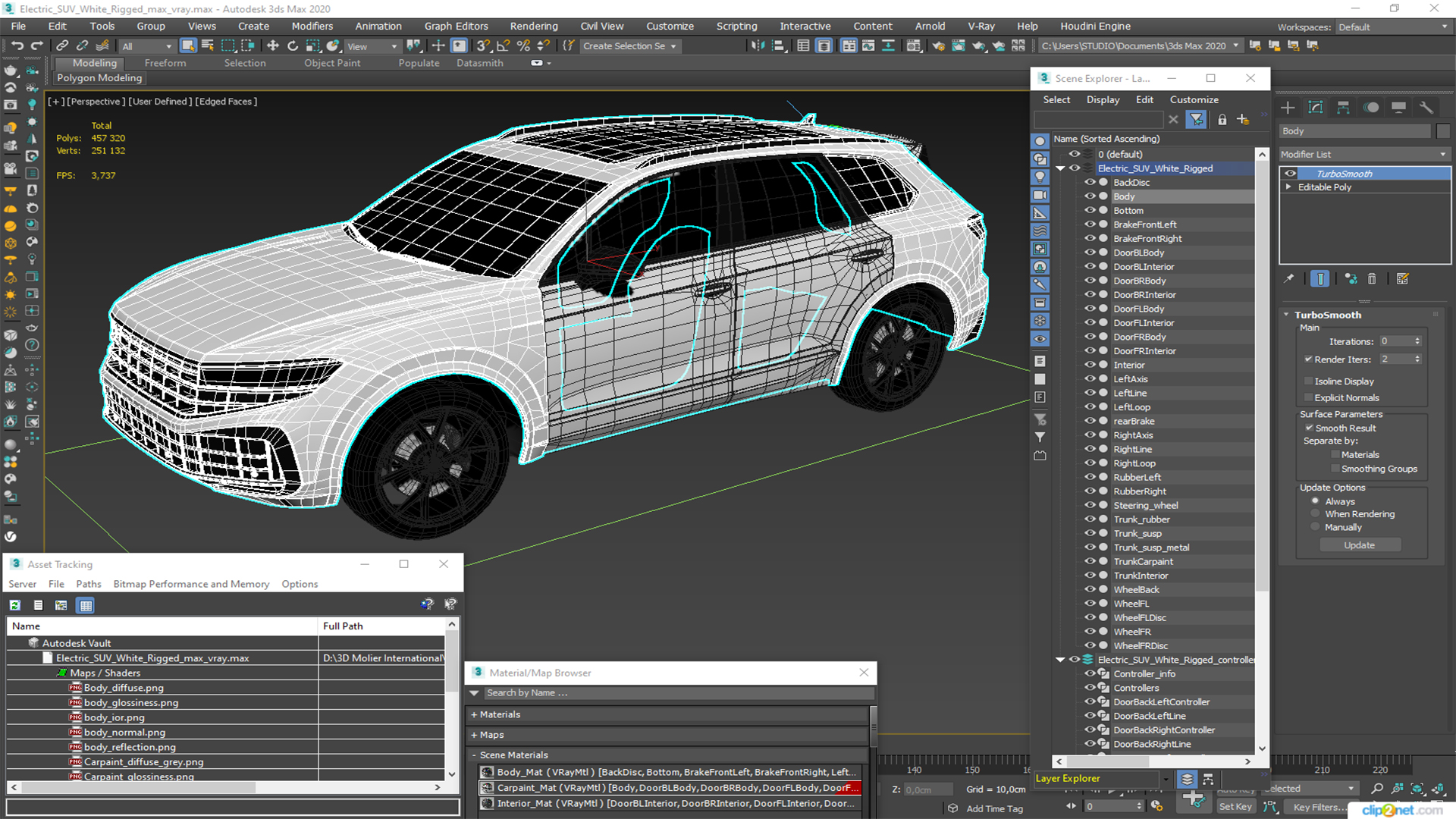 3D model Electric SUV White Rigged