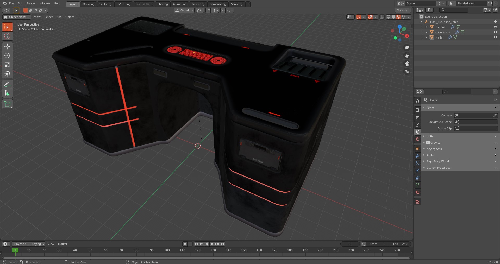 3D Dark Futuristic Table