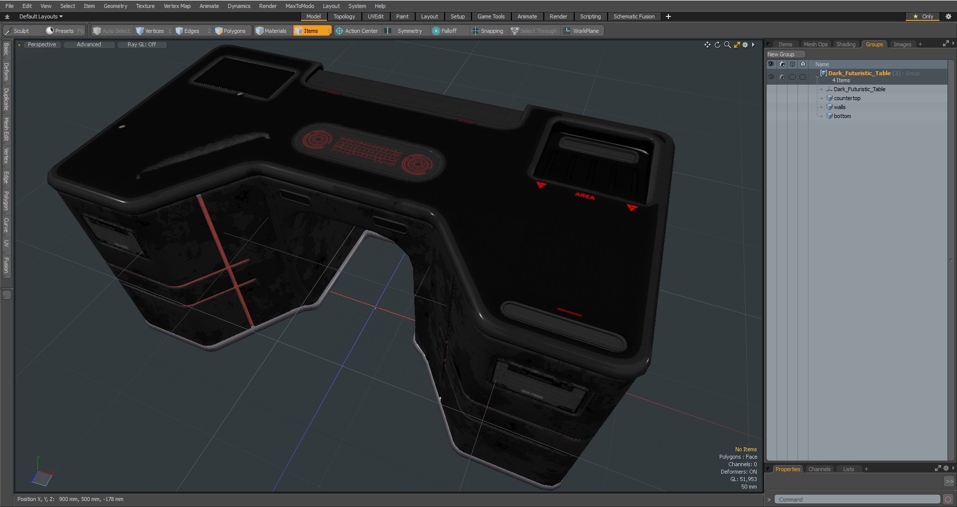3D Dark Futuristic Table