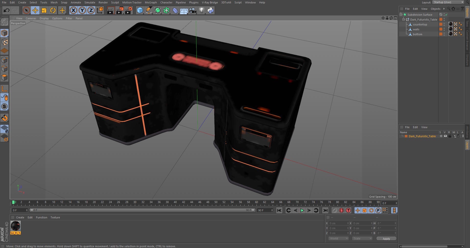 3D Dark Futuristic Table