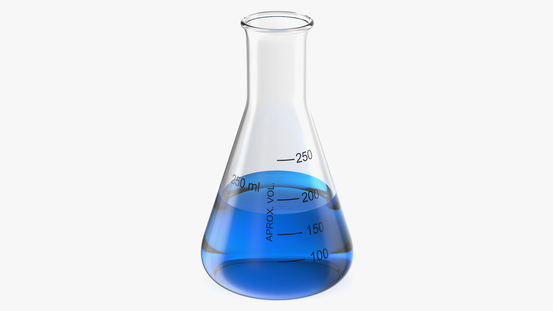 3D Erlenmeyer Flasks 250 ml with Chemical Reagents Set