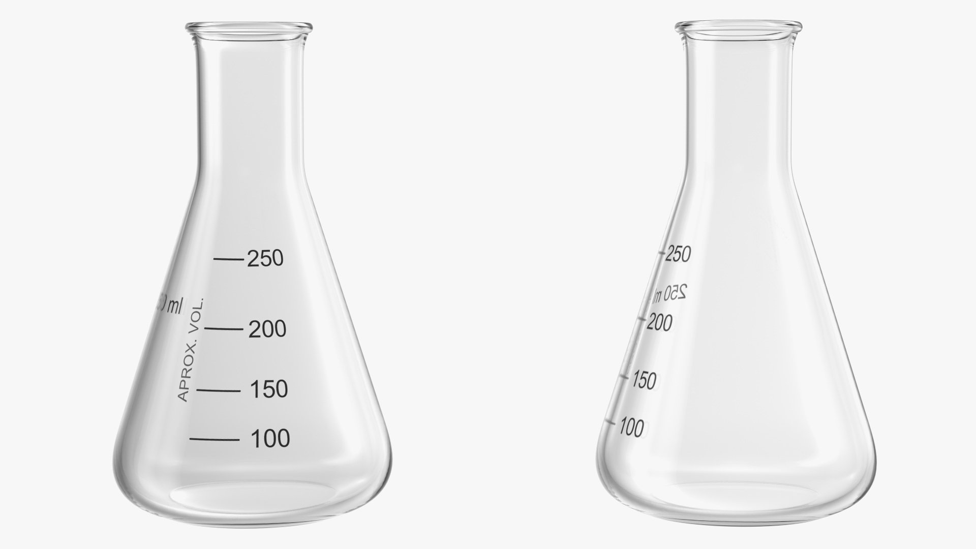 3D Erlenmeyer Flasks 250 ml with Chemical Reagents Set