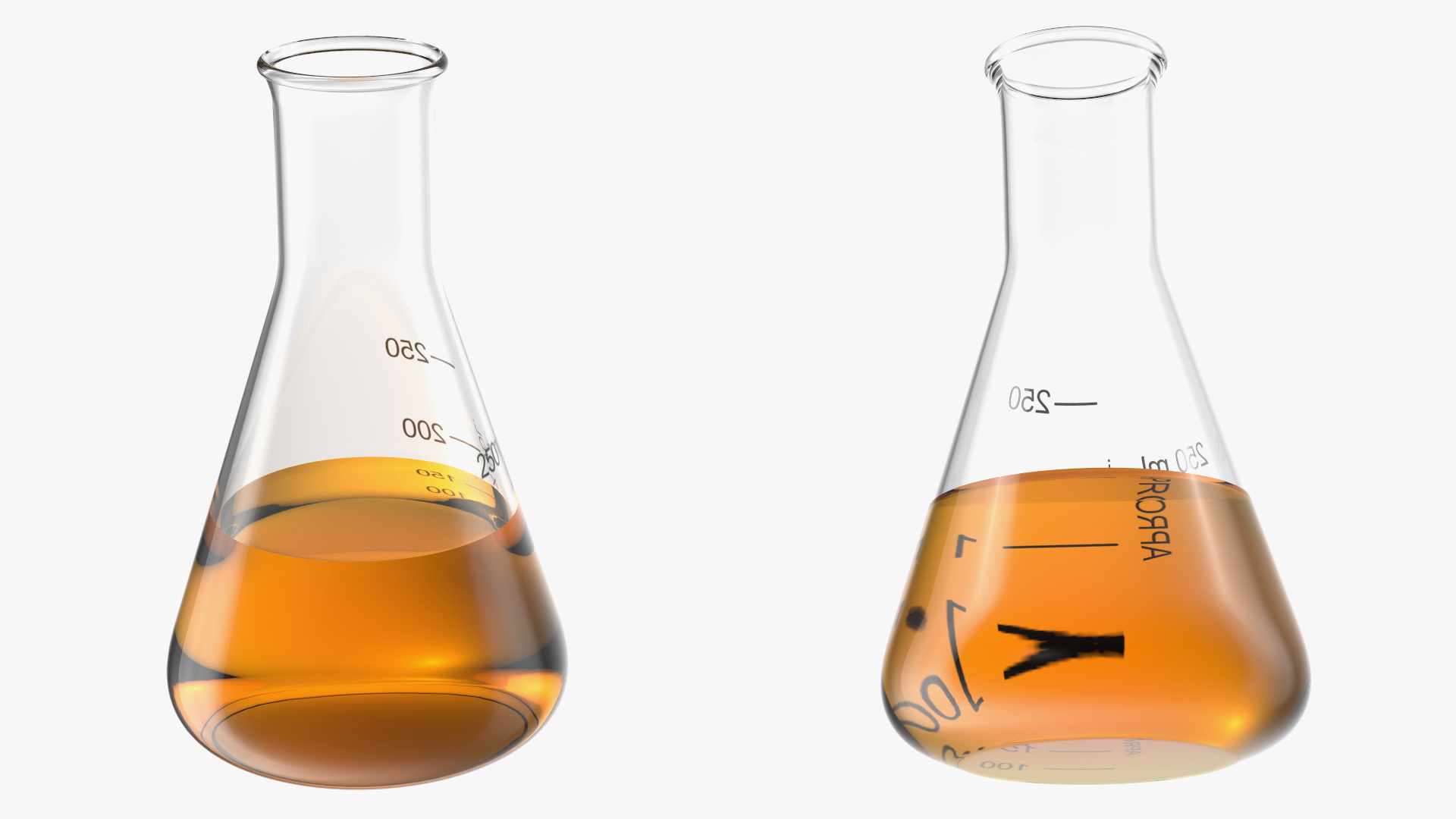 3D Erlenmeyer Flasks 250 ml with Chemical Reagents Set