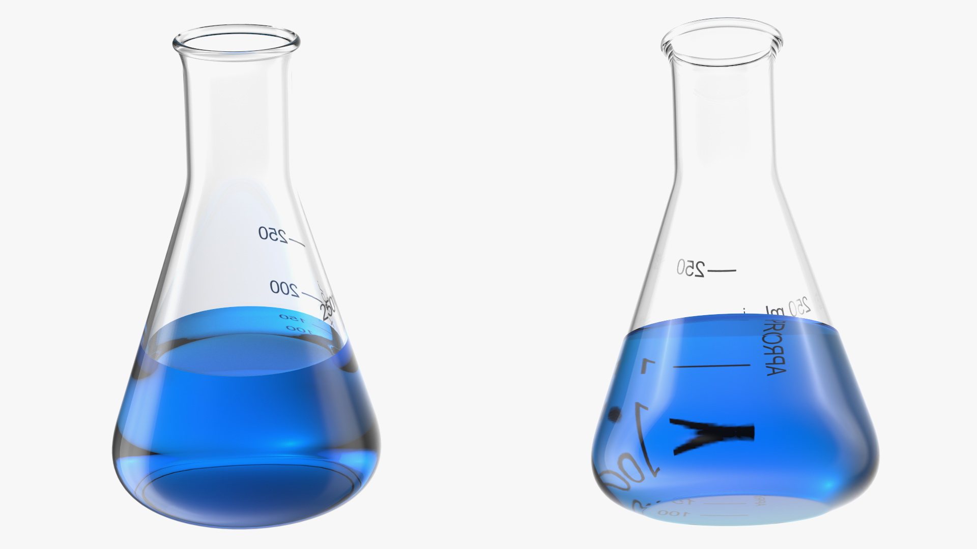 3D Erlenmeyer Flasks 250 ml with Chemical Reagents Set