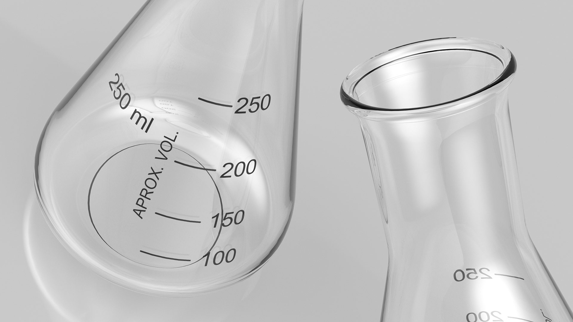 3D Erlenmeyer Flasks 250 ml with Chemical Reagents Set