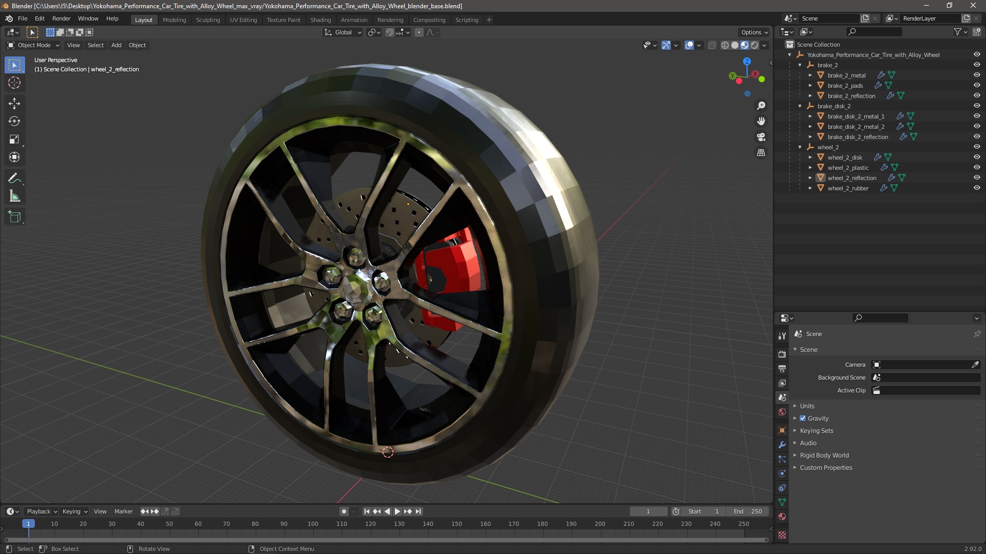 3D Yokohama Performance Car Tire with Alloy Wheel
