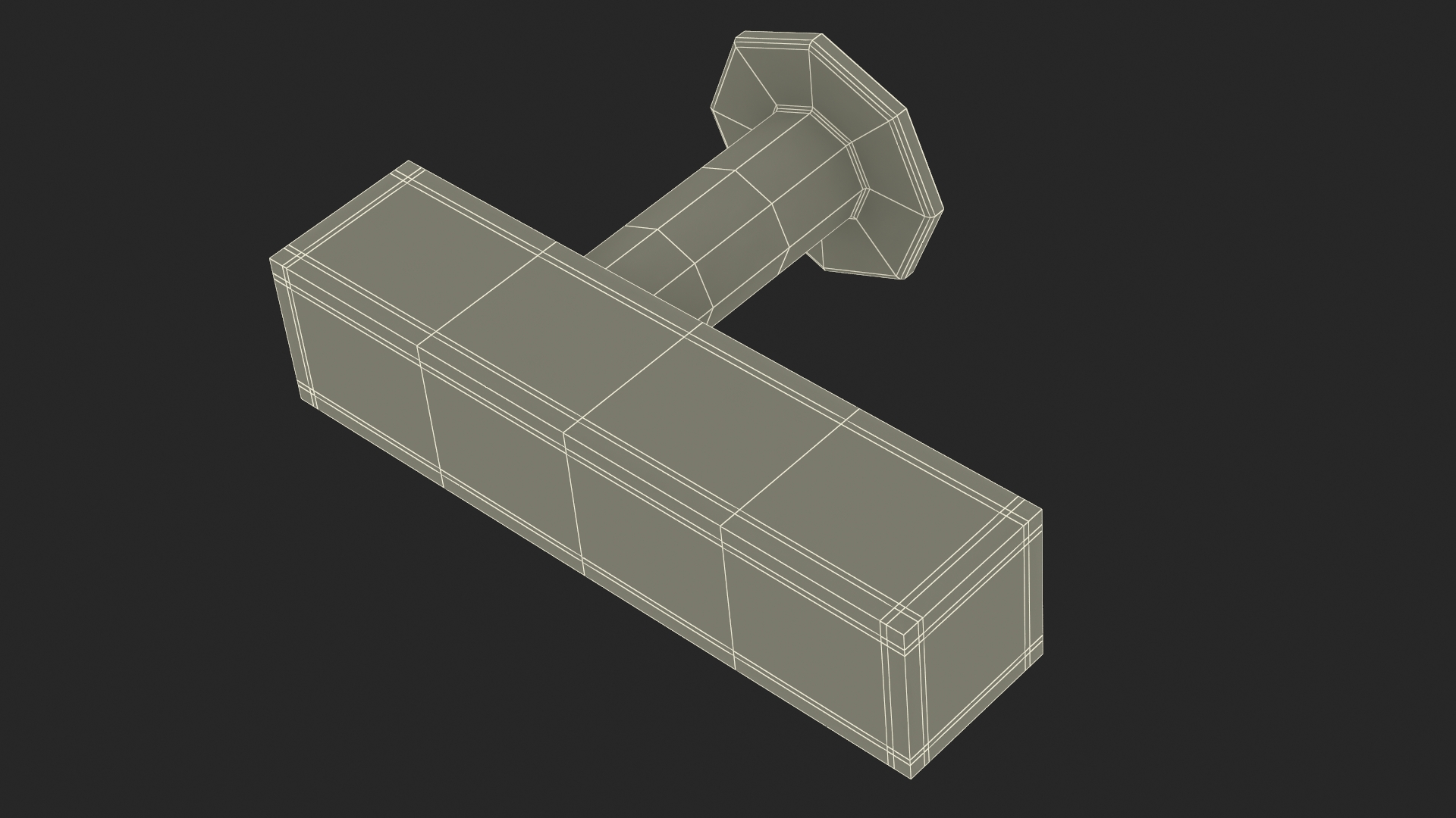3D model Kitchen Cabinet Handle Knob Rectangular Black