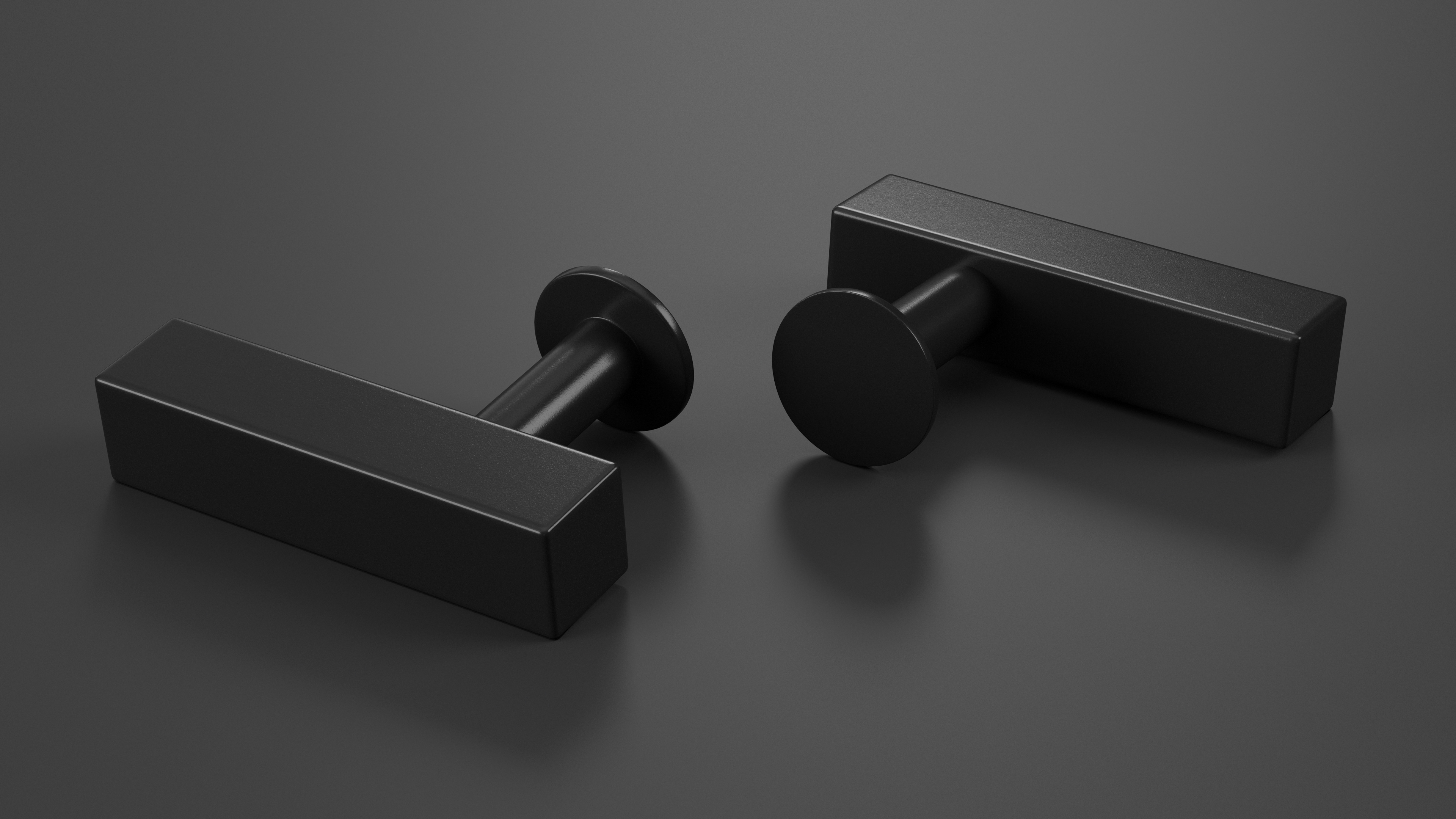 3D model Kitchen Cabinet Handle Knob Rectangular Black