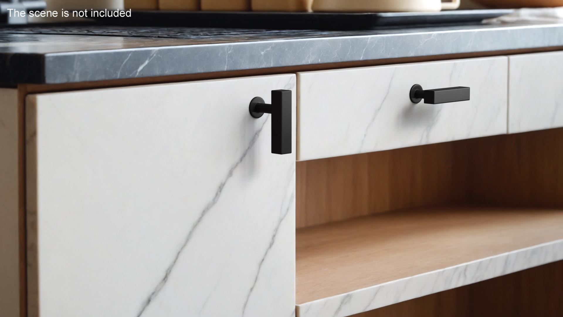 3D model Kitchen Cabinet Handle Knob Rectangular Black