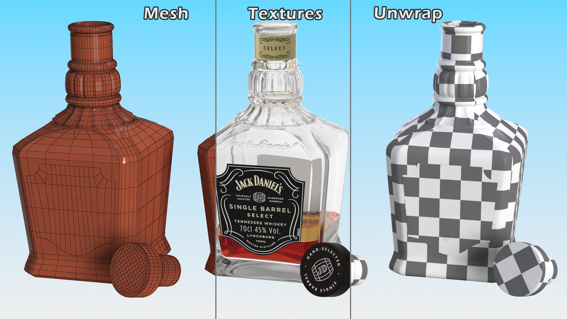 3D Open Bottle of Jack Daniels Single Barrel