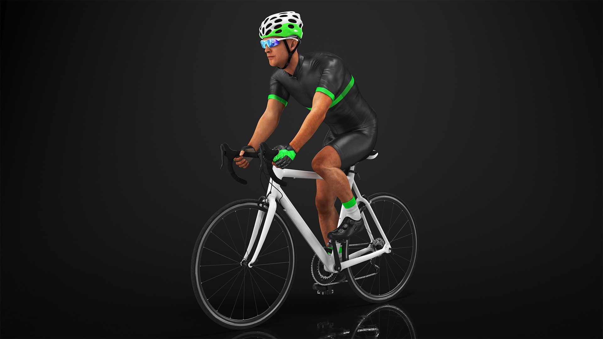 3D Cyclist Riding Bike Rigged