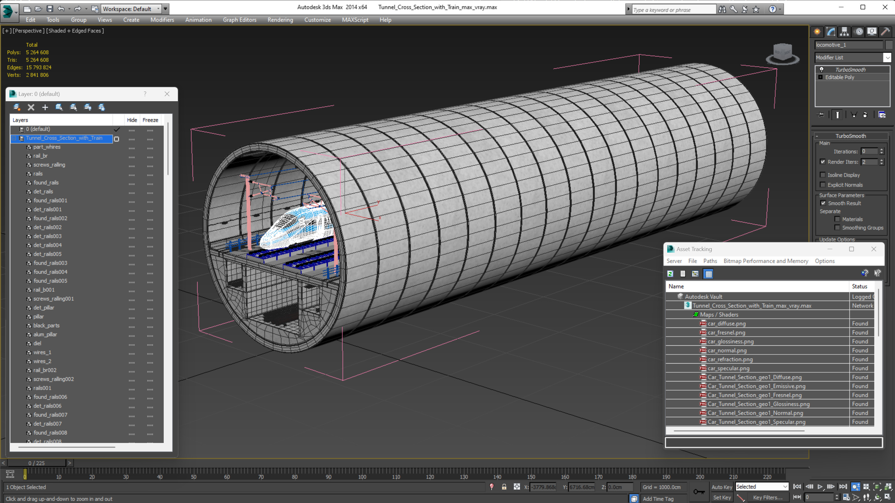 3D Tunnel Cross Section with Train