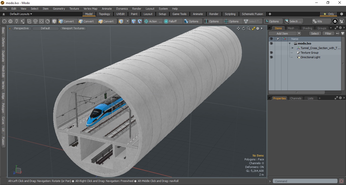 3D Tunnel Cross Section with Train