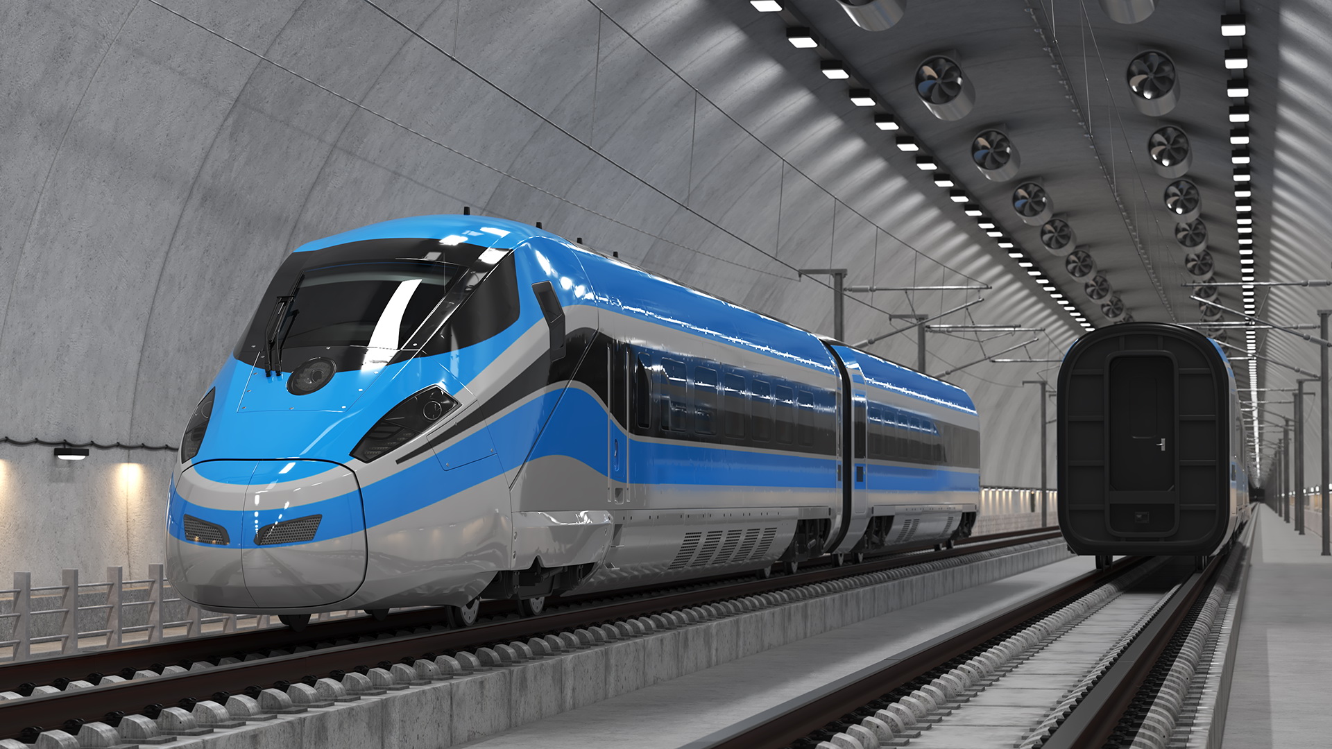 3D Tunnel Cross Section with Train