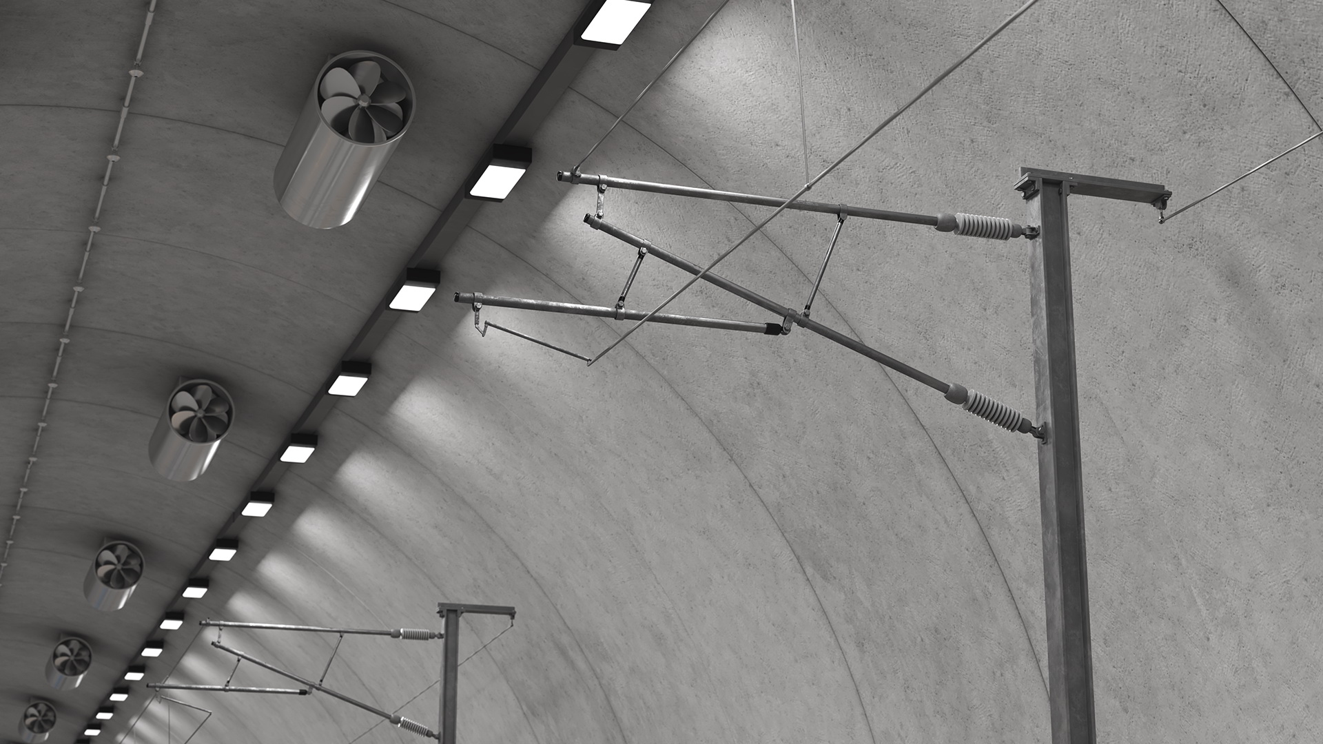 3D Tunnel Cross Section with Train