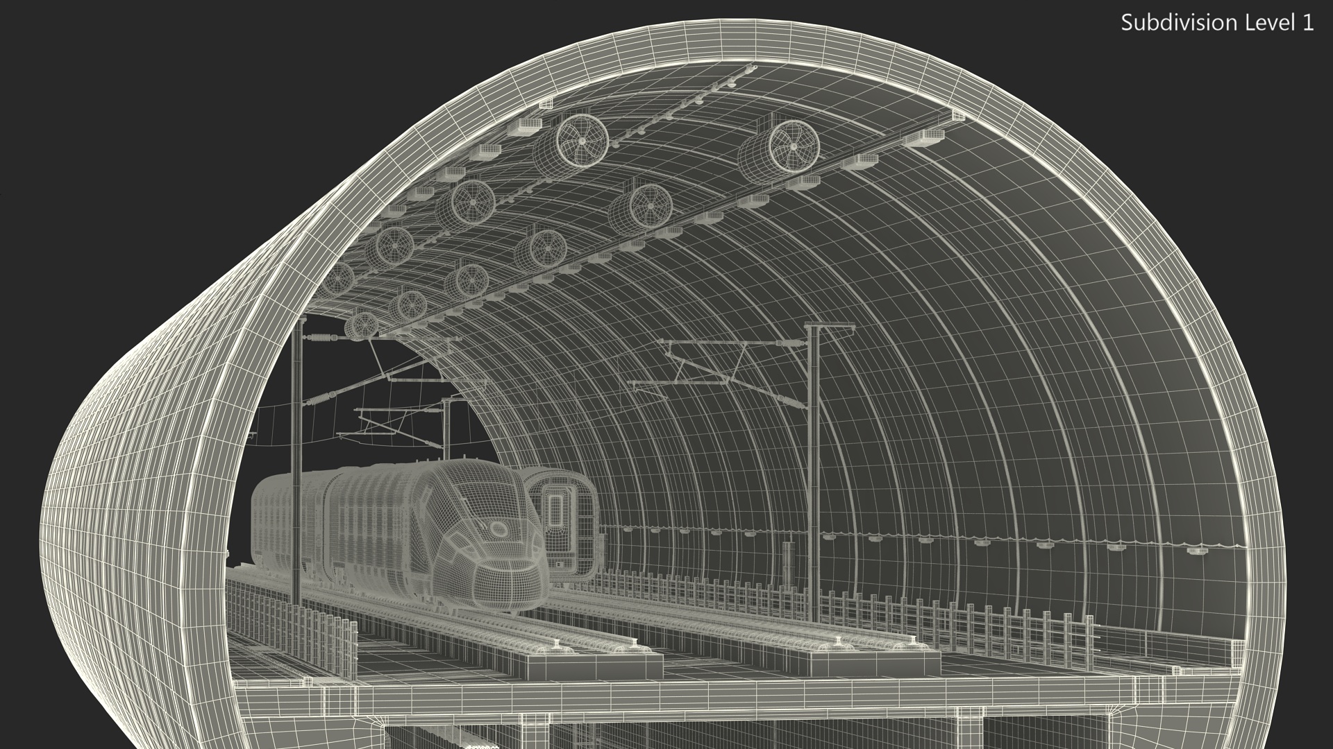 3D Tunnel Cross Section with Train