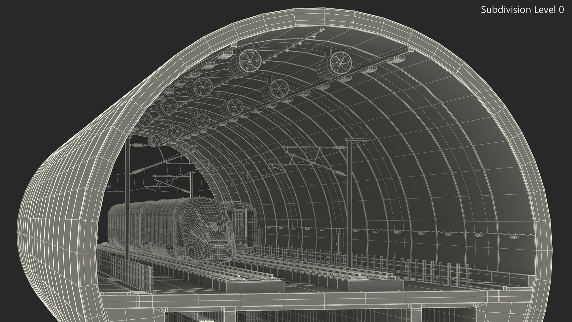 3D Tunnel Cross Section with Train