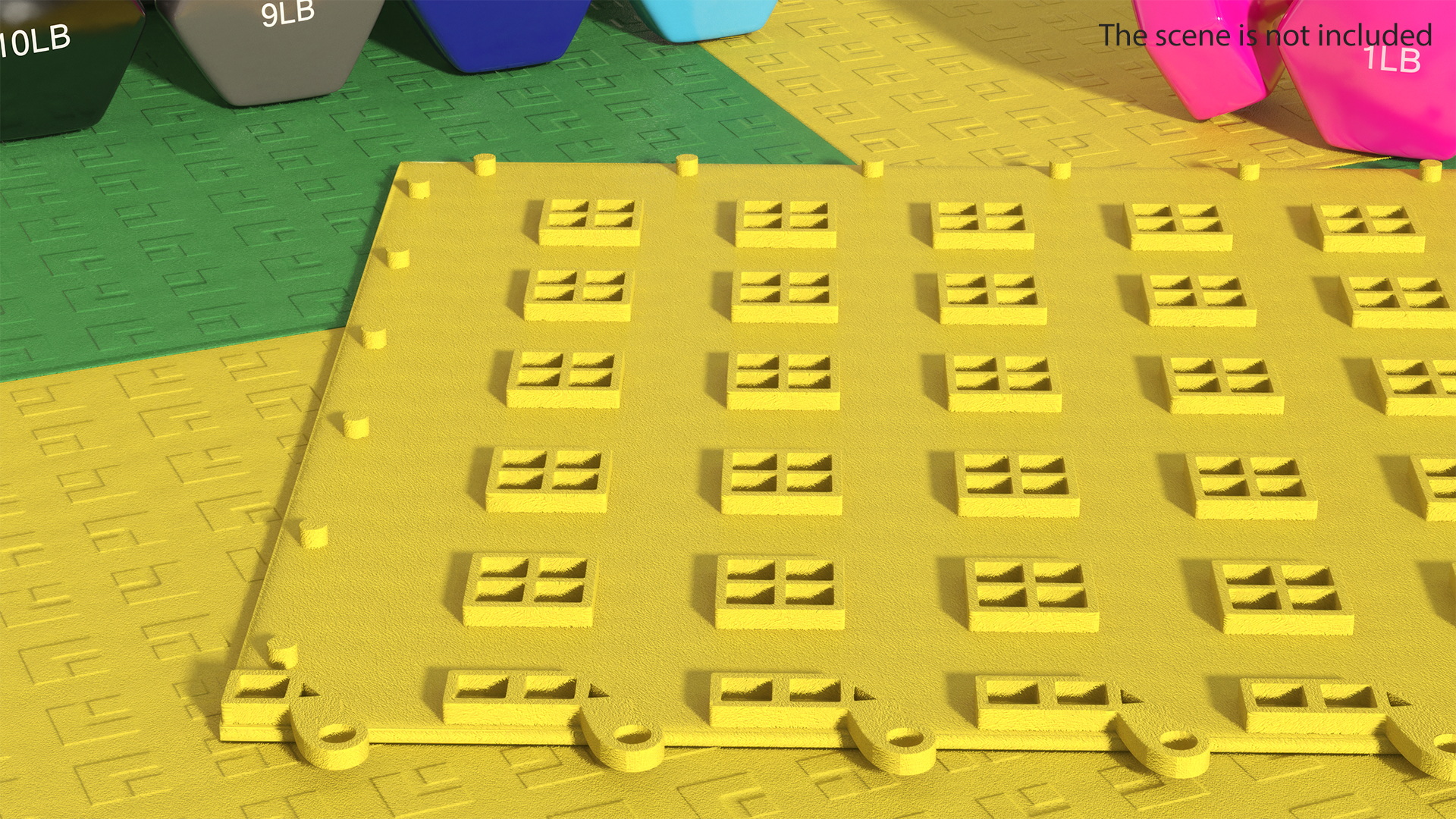 Interlocking Floor Mat Tile Yellow 3D model