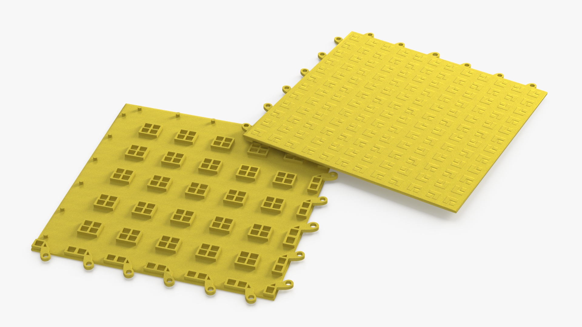 Interlocking Floor Mat Tile Yellow 3D model