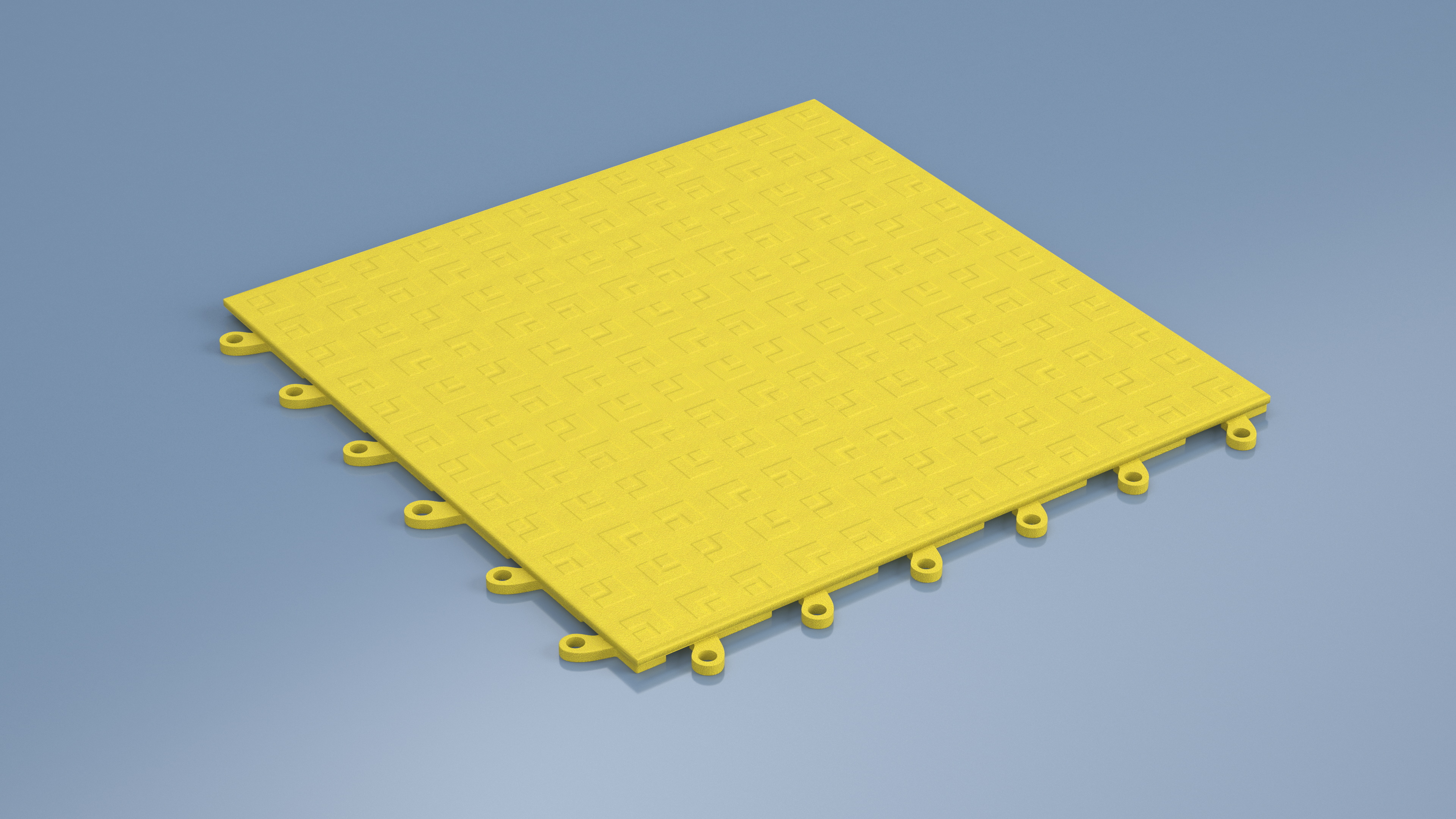 Interlocking Floor Mat Tile Yellow 3D model