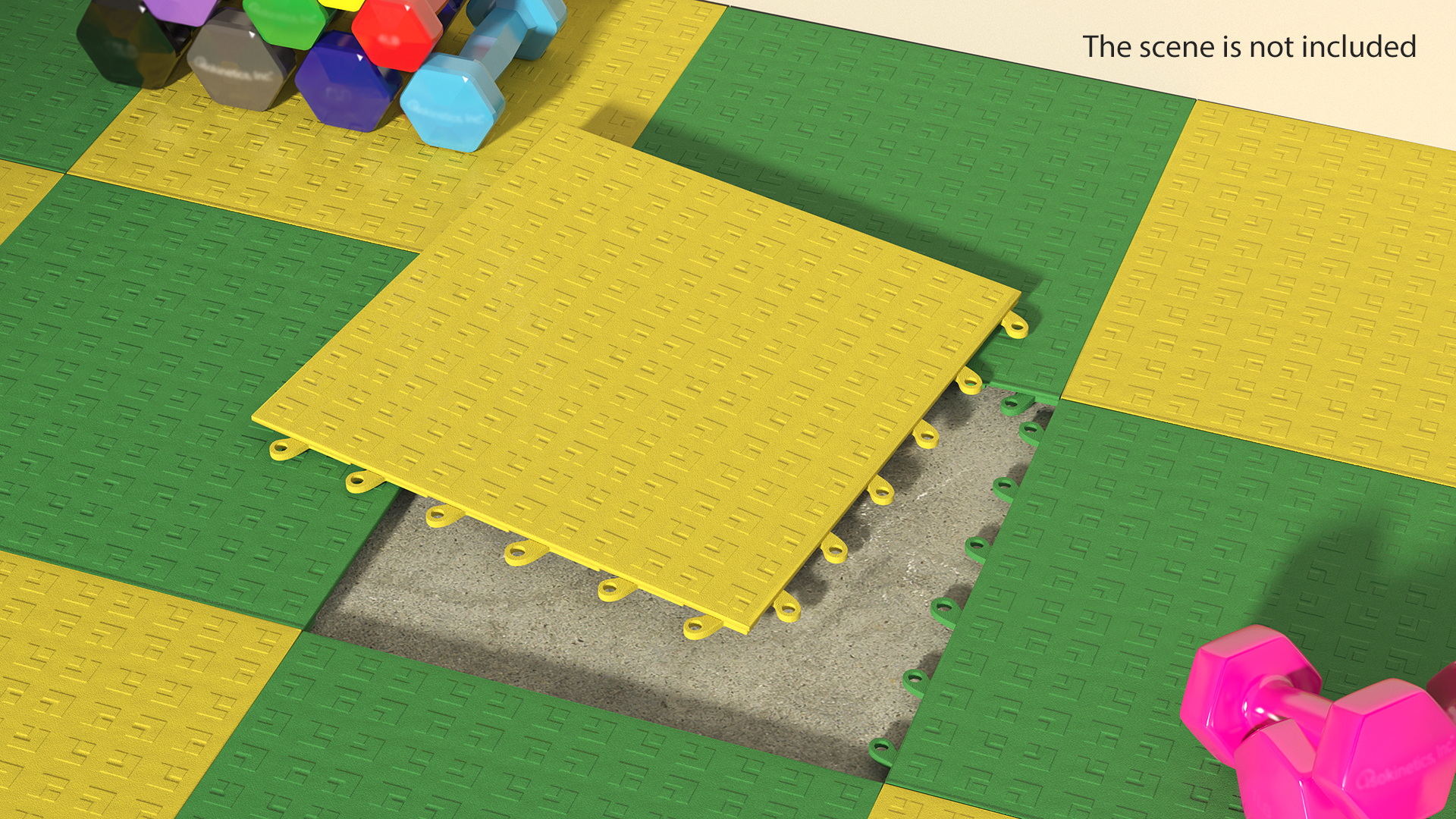 Interlocking Floor Mat Tile Yellow 3D model