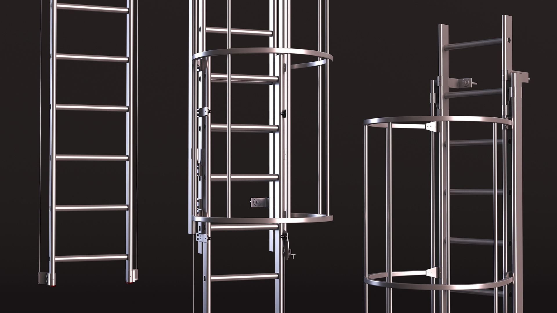 3D Fire Escape Dropdown Ladder Rigged for Maya model