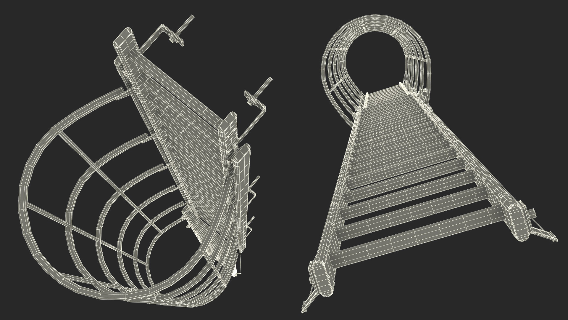 3D Fire Escape Dropdown Ladder Rigged for Maya model