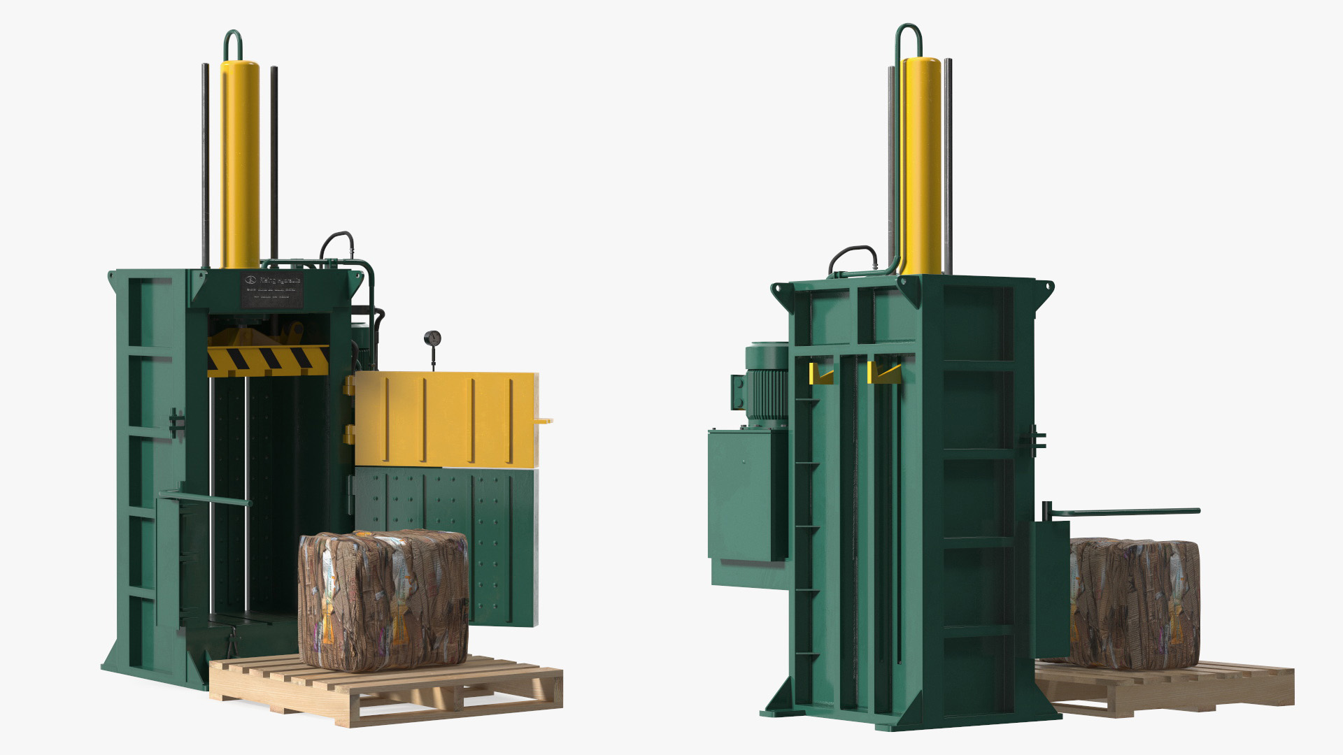 3D Bailing Machine Green with Cardboard Briquette