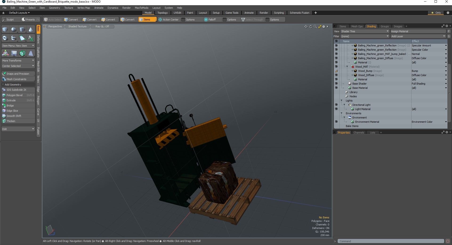 3D Bailing Machine Green with Cardboard Briquette