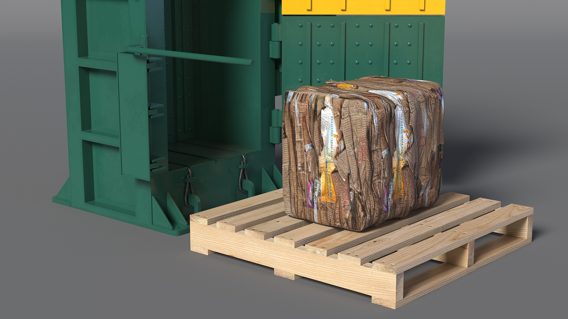 3D Bailing Machine Green with Cardboard Briquette