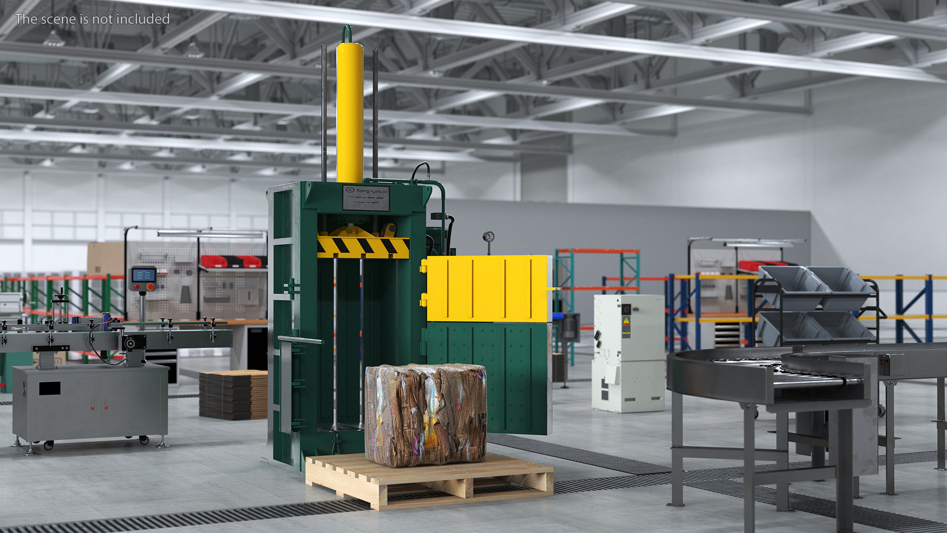 3D Bailing Machine Green with Cardboard Briquette