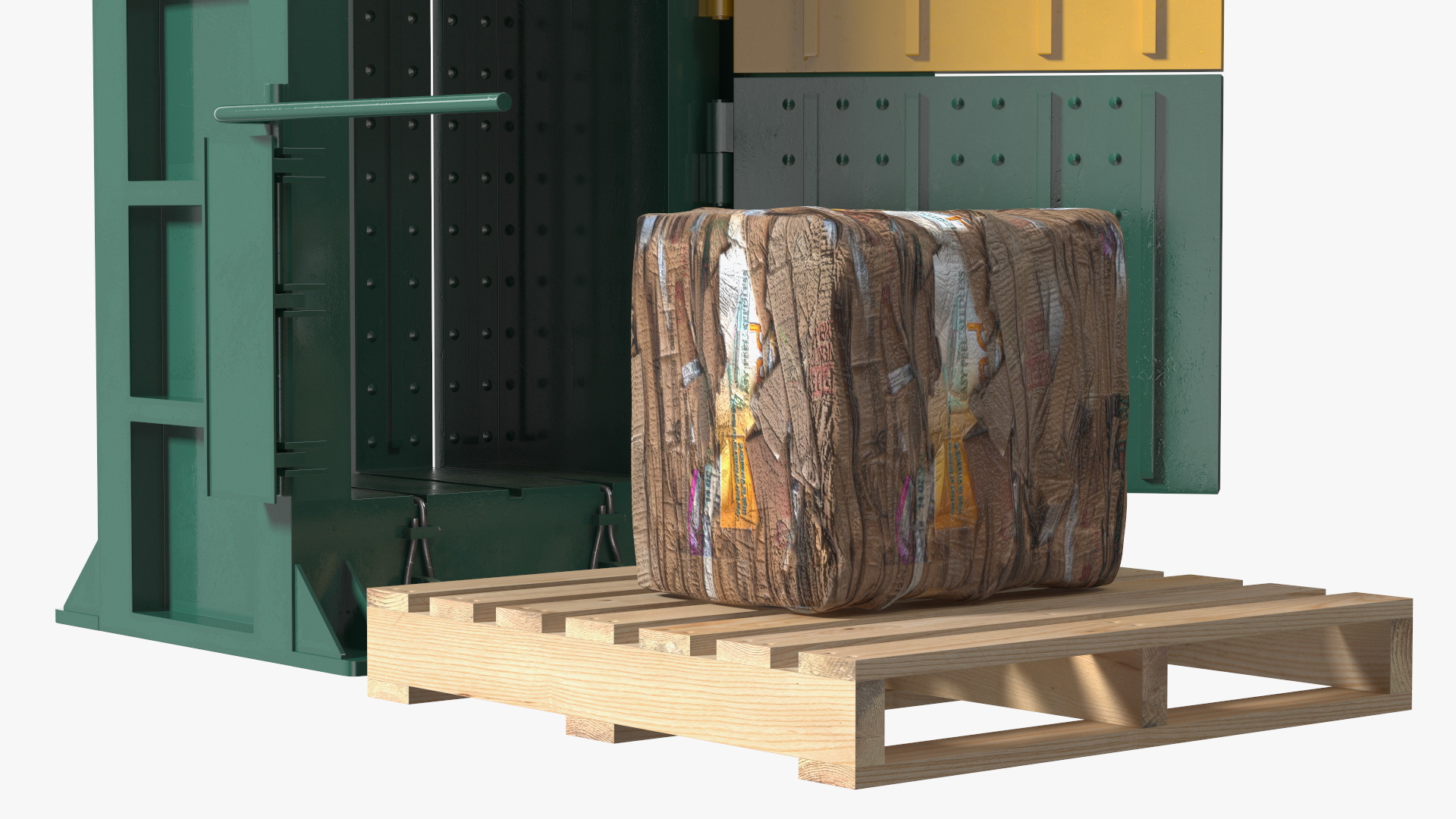 3D Bailing Machine Green with Cardboard Briquette