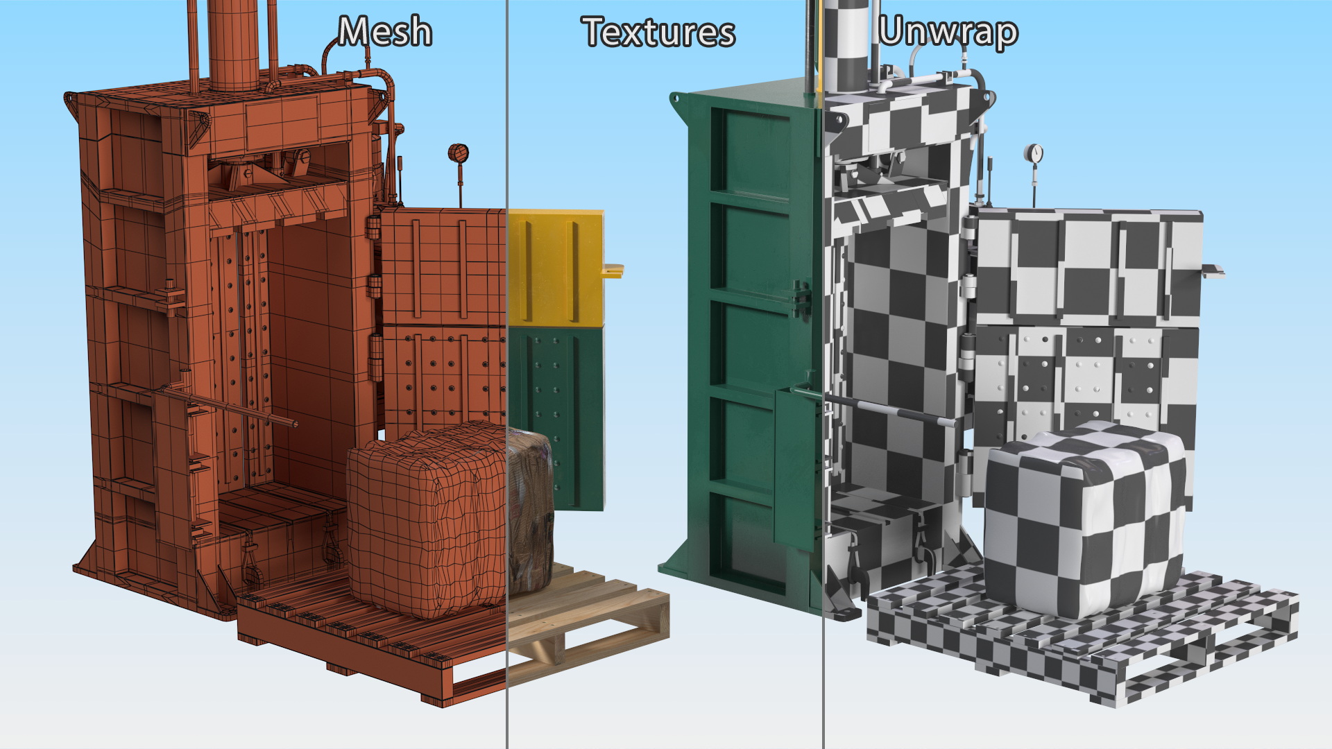 3D Bailing Machine Green with Cardboard Briquette