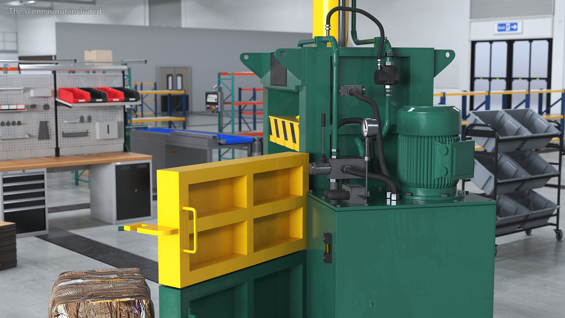 3D Bailing Machine Green with Cardboard Briquette