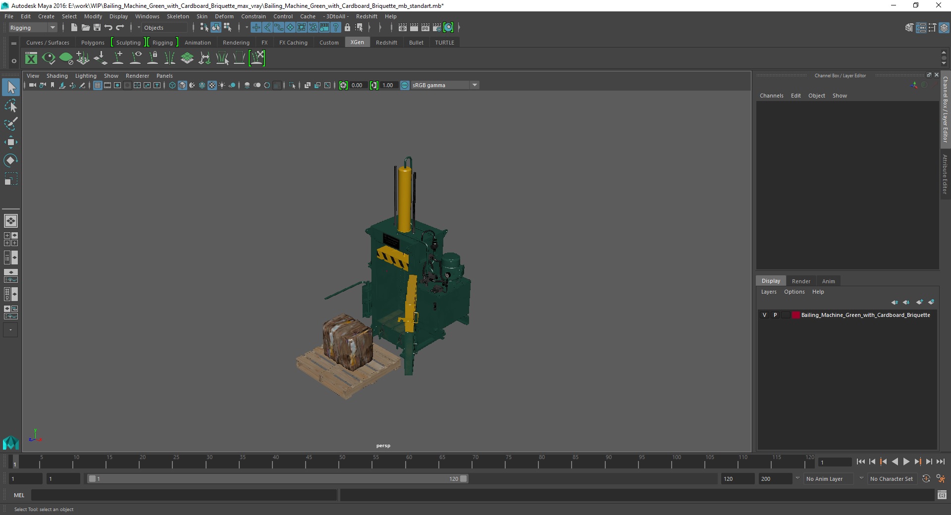 3D Bailing Machine Green with Cardboard Briquette