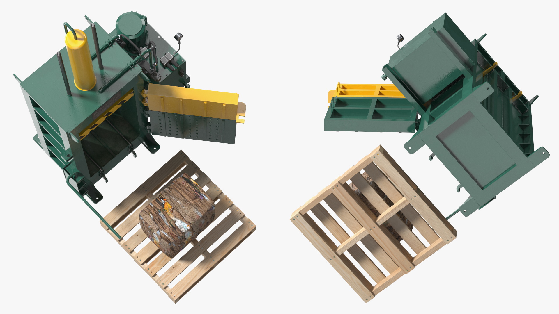 3D Bailing Machine Green with Cardboard Briquette