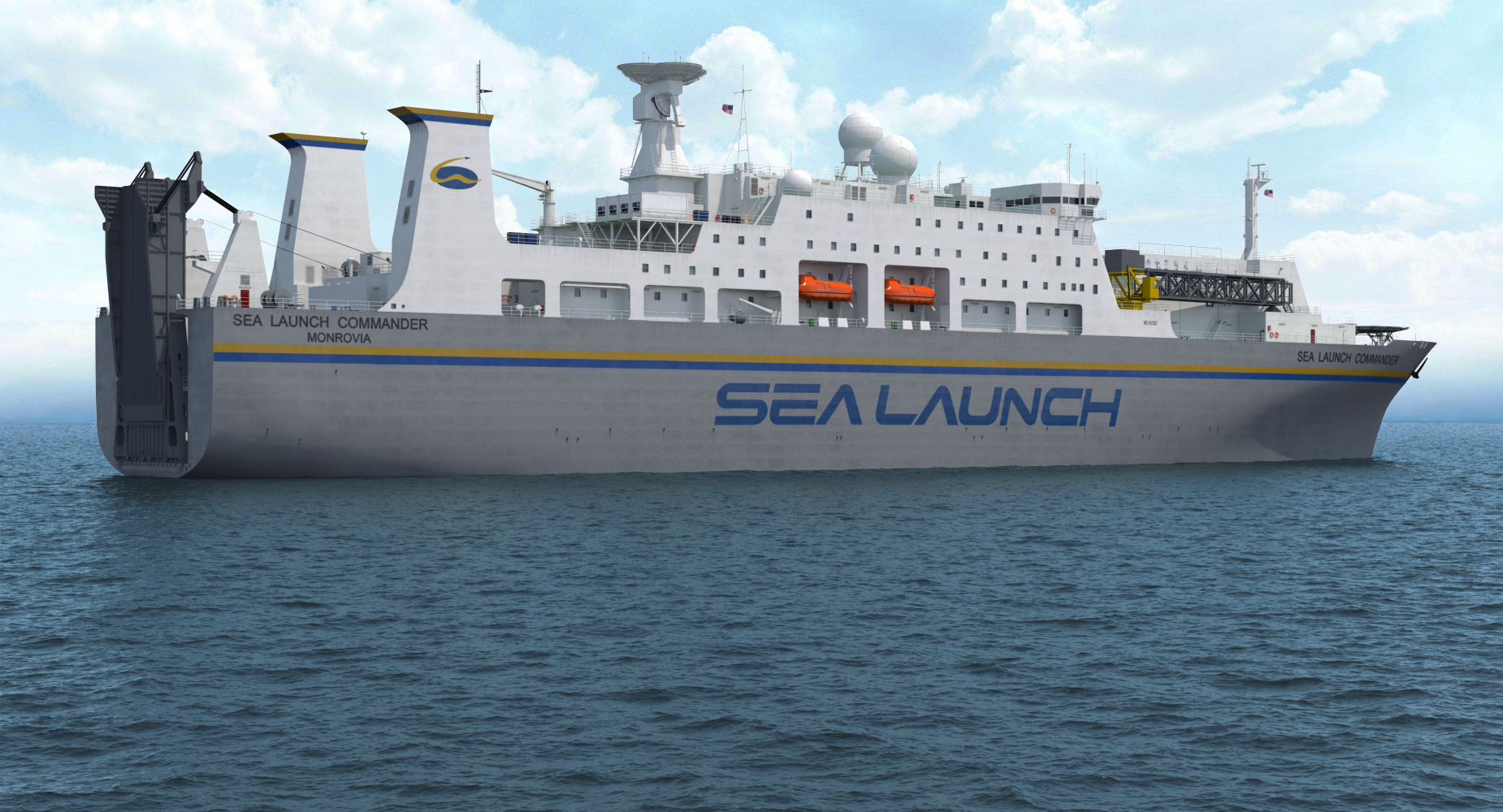 Rocket Launch Command Ship Sea Launch Commander Rigged 3D model