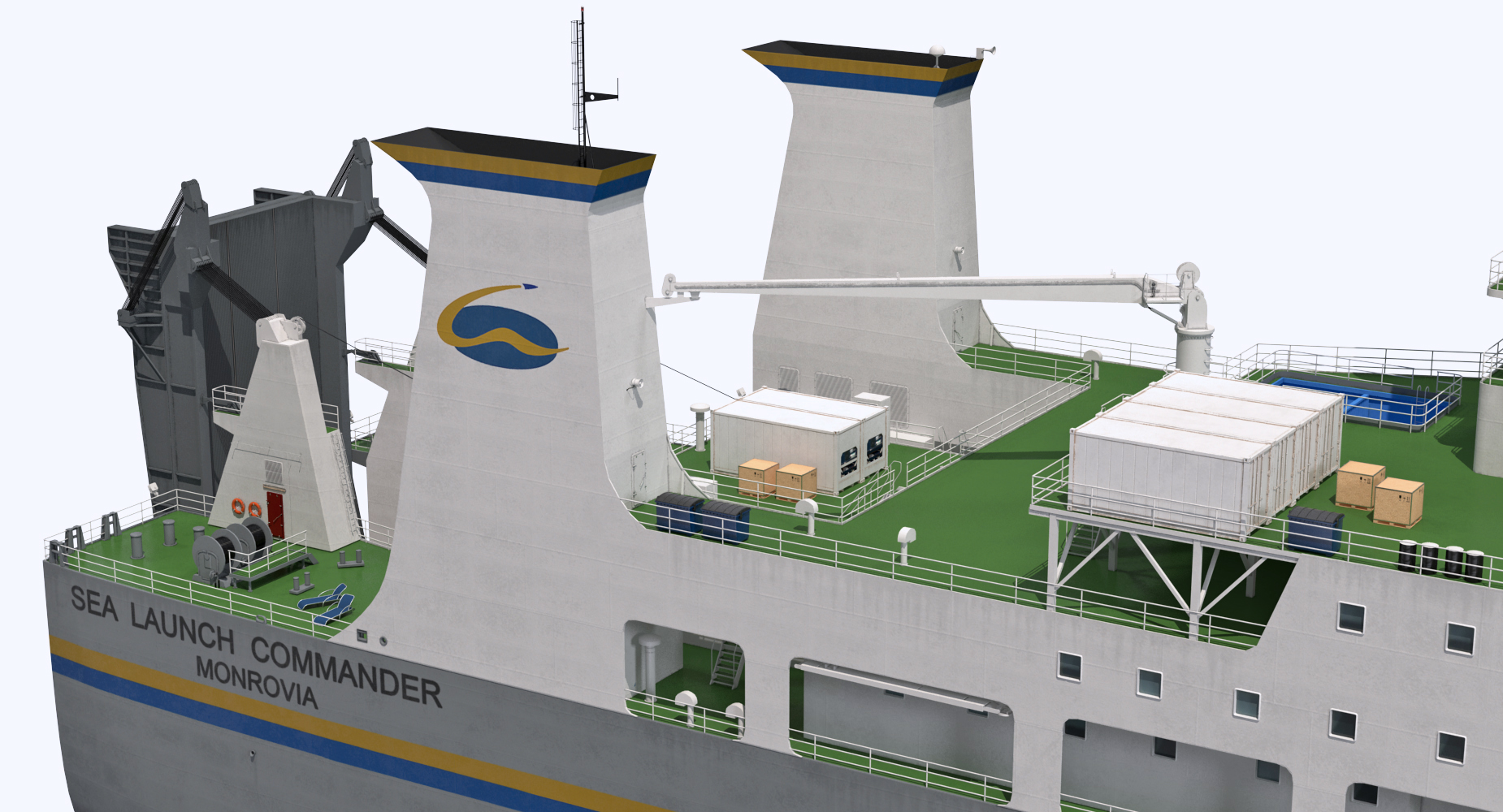 Rocket Launch Command Ship Sea Launch Commander Rigged 3D model
