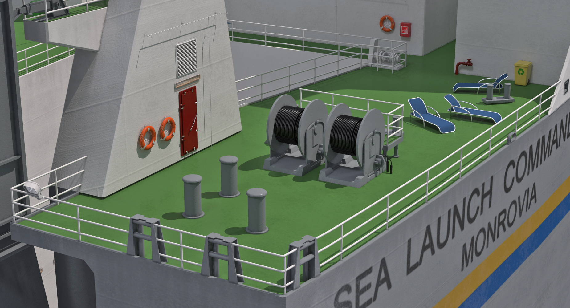 Rocket Launch Command Ship Sea Launch Commander Rigged 3D model