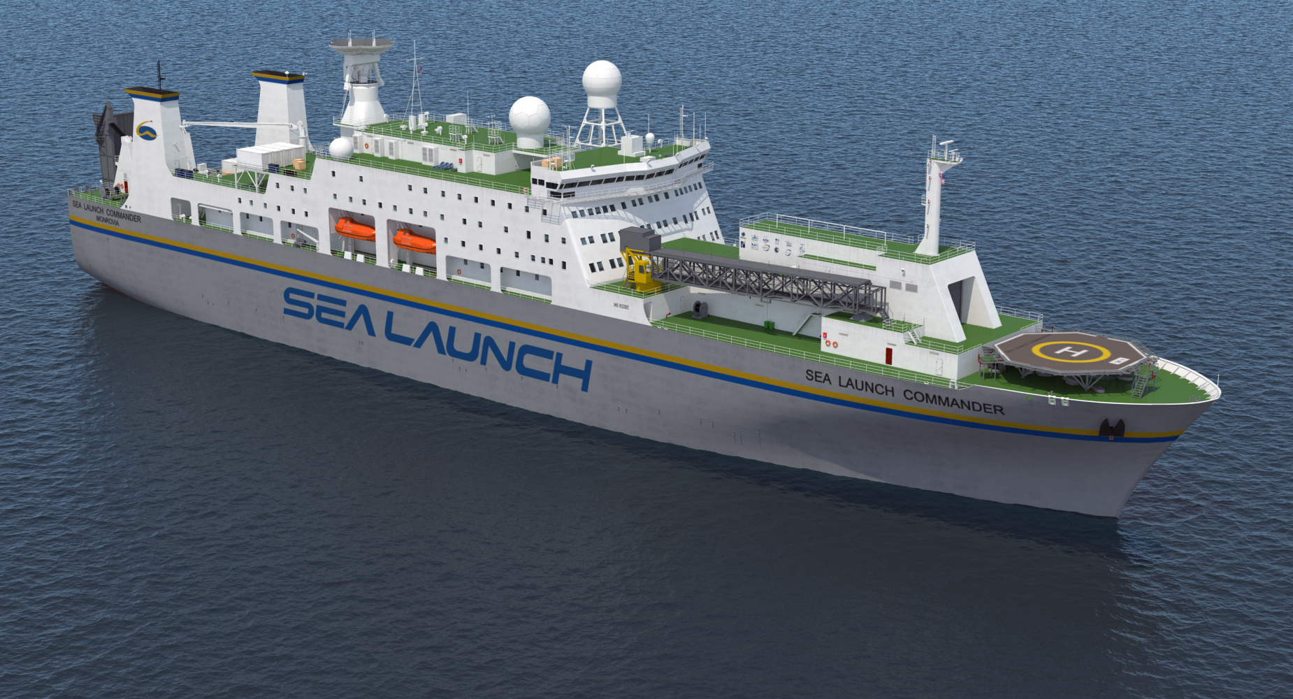 Rocket Launch Command Ship Sea Launch Commander Rigged 3D model