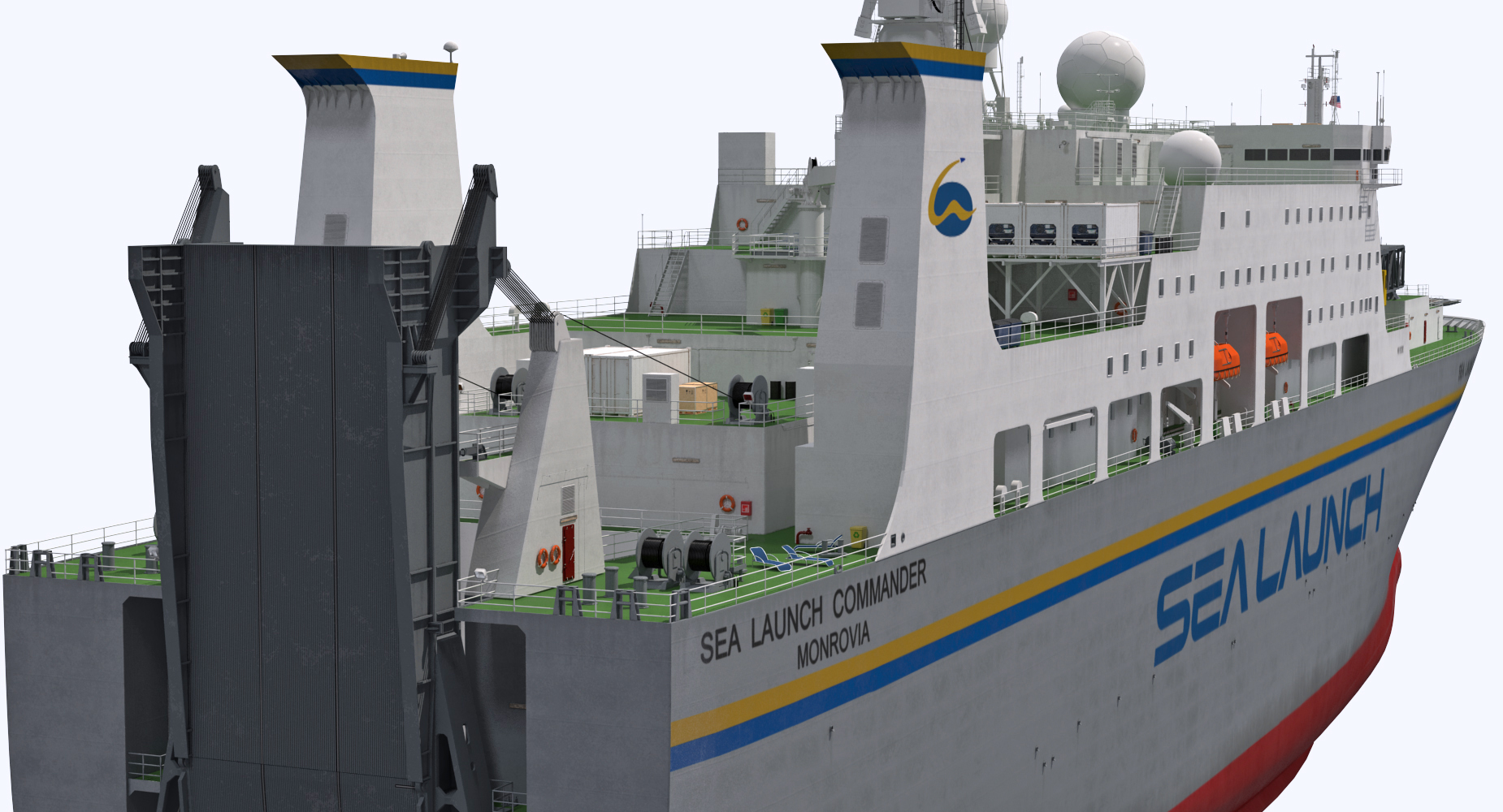 Rocket Launch Command Ship Sea Launch Commander Rigged 3D model