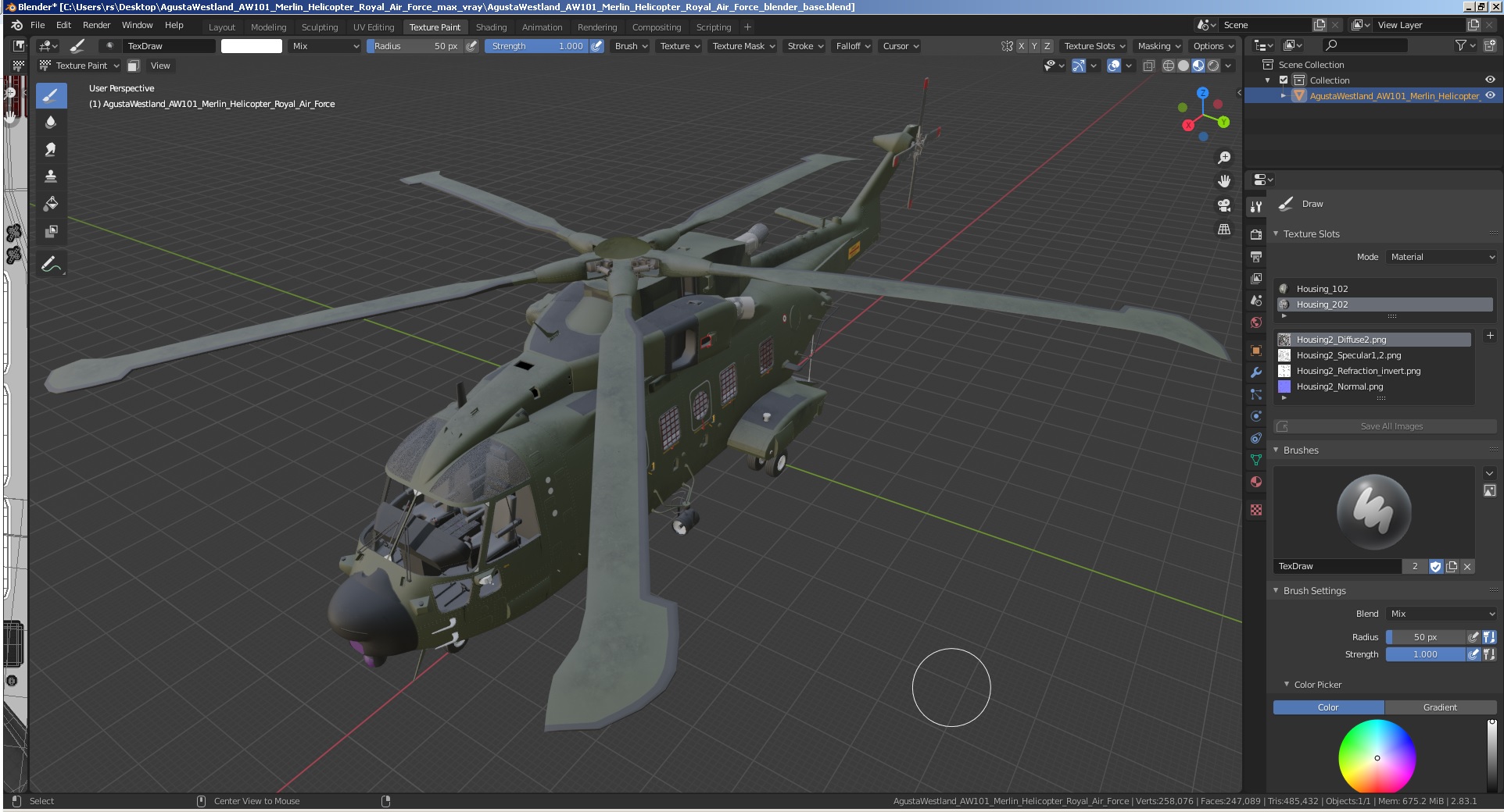 AgustaWestland AW101 Merlin Helicopter Royal Air Force 3D model