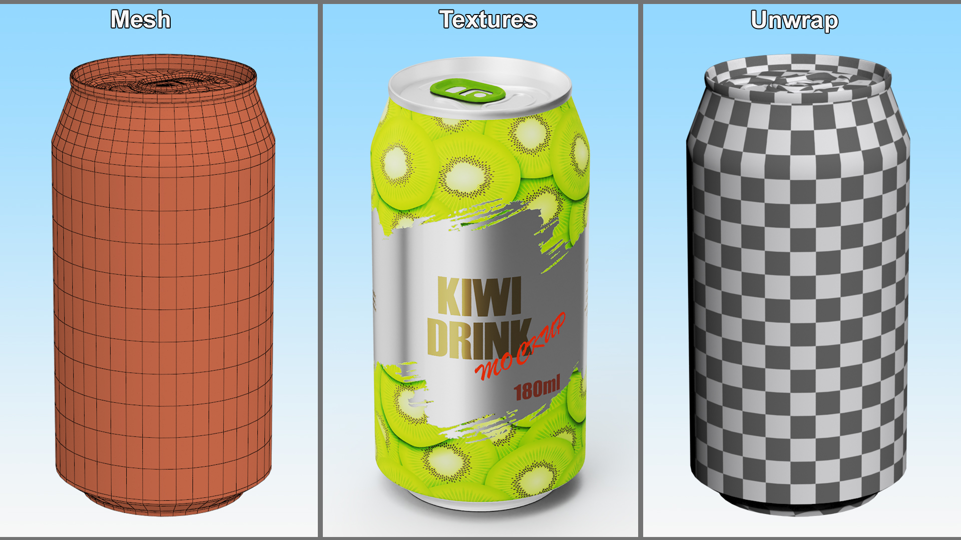 Kiwi Drink Can Mockup 180ml 3D