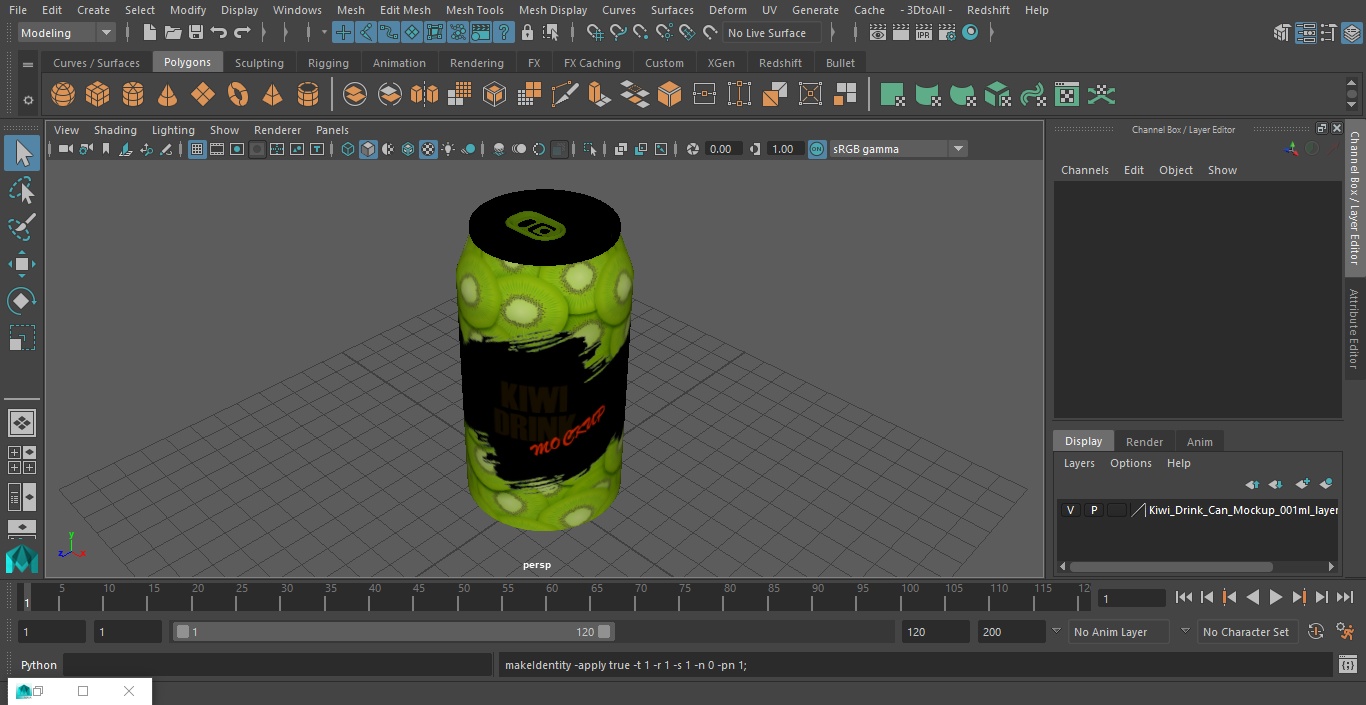 Kiwi Drink Can Mockup 180ml 3D
