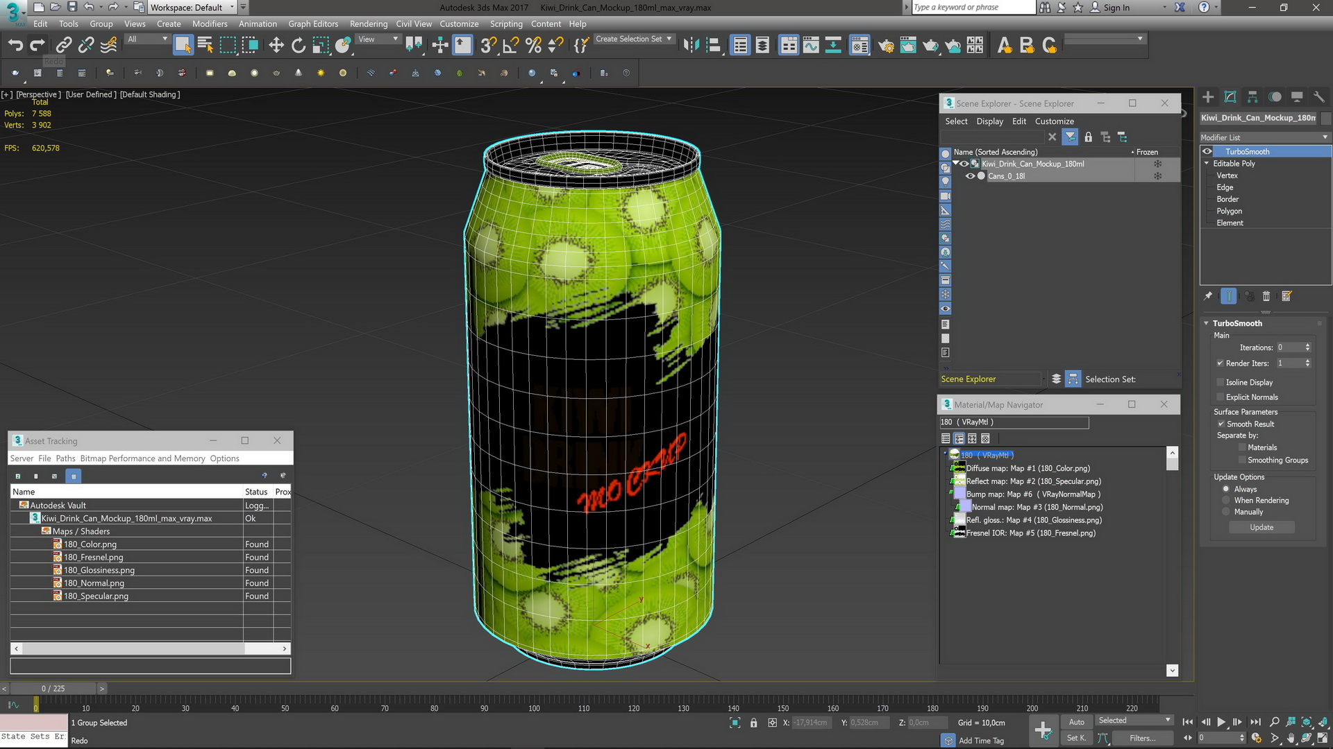Kiwi Drink Can Mockup 180ml 3D