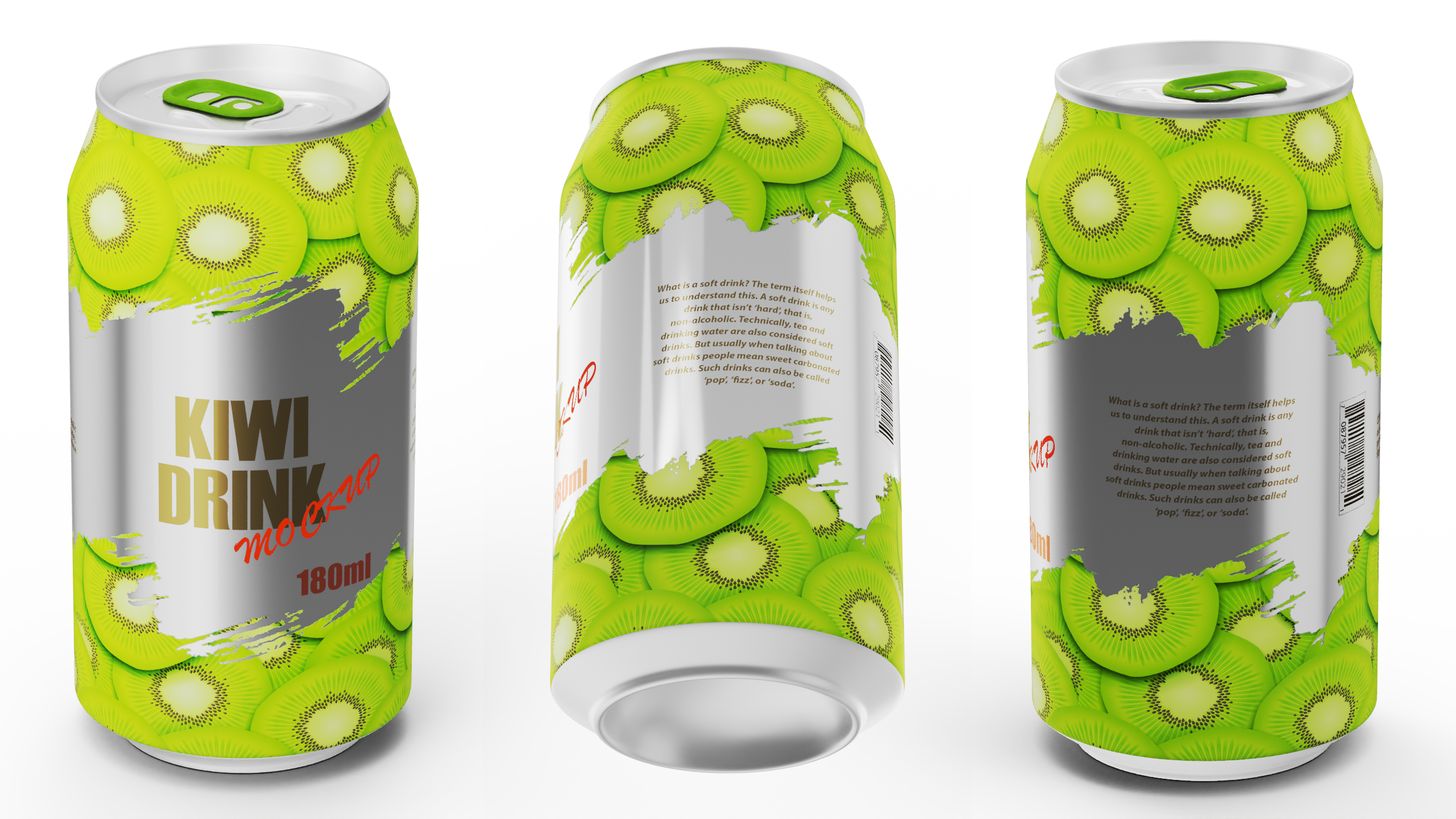 Kiwi Drink Can Mockup 180ml 3D