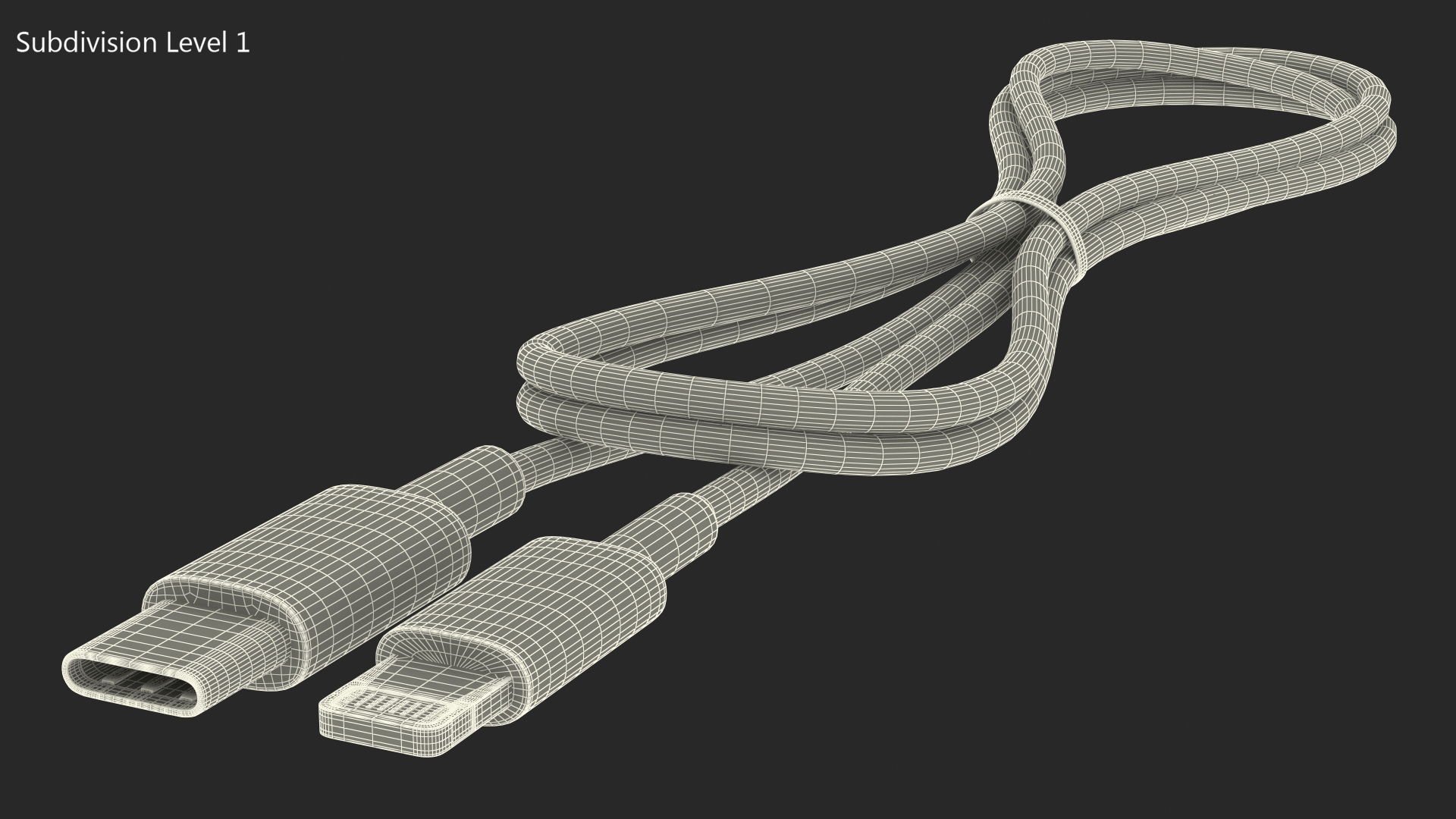 USB Type-C to Lightning Cable Folded Black 3D