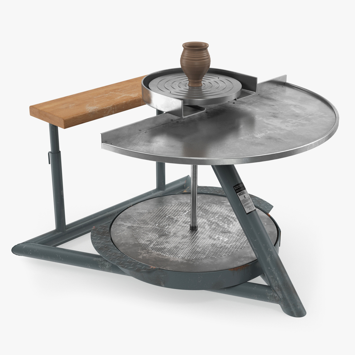 Clay Pot on Pottery Wheel 3D Model, view 3